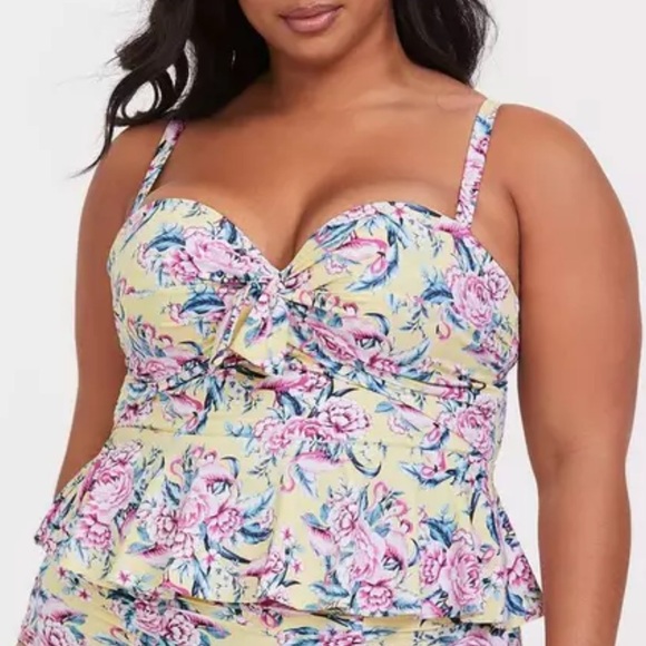 Torrid Underwire Tie-Front Peplum Midkini Top Only, Size 0 (Large) - Picture 1 of 8